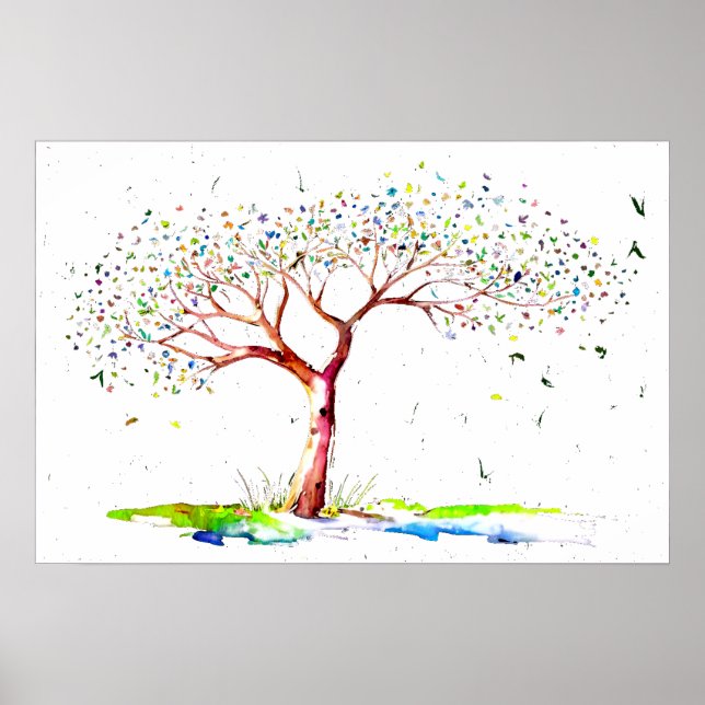 *~* AP81 Modern Artistic  Ethereal Minimal Tree Poster (Front)