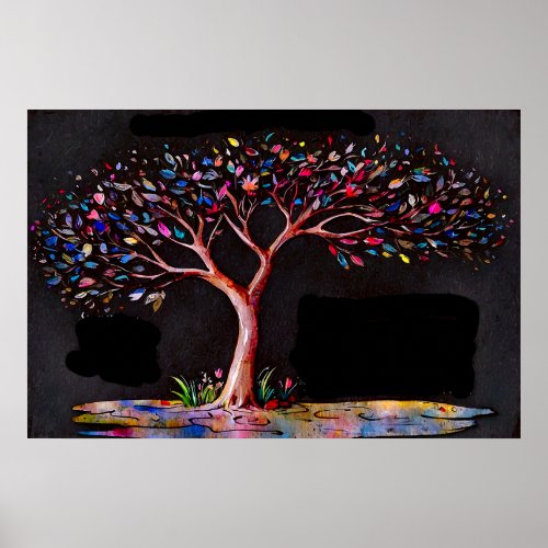  AP81 Modern Artistic  Ethereal Neon Tree Poster