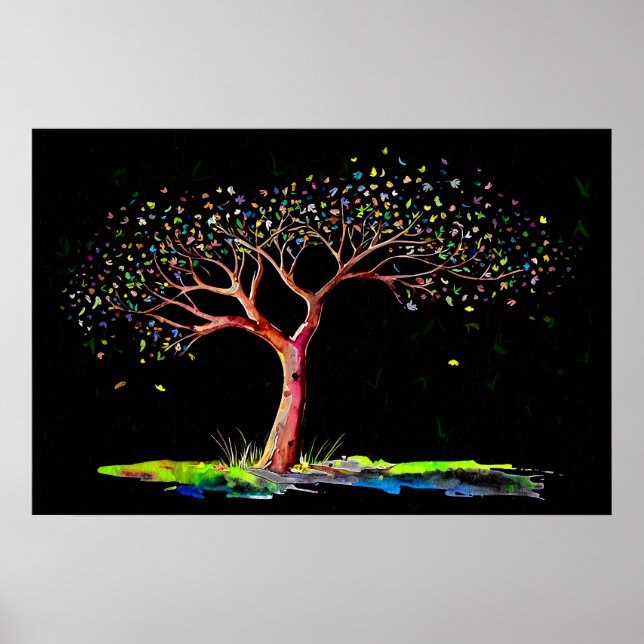 *~* AP81 Modern Artistic  Ethereal Original Tree Poster (Front)