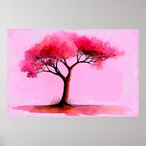  AP81 Modern Artistic  Ethereal Pink Tree Poster