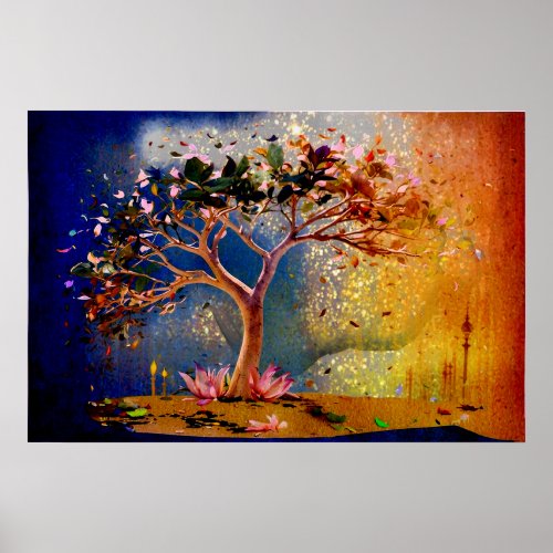  AP81 Modern Artistic  Glitter Ethereal Tree Poster