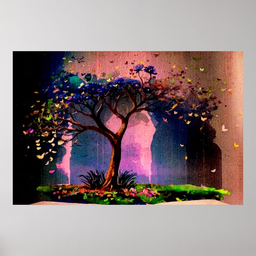  AP81 Modern Artistic Tree Ethereal Calming Poster