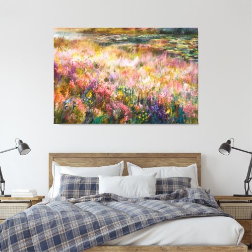  AP84 Ethereal Painting Flowers Pond Lily Pads  Canvas Print