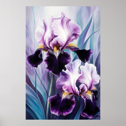   AP84 Purple Iris Irises Wall Art Poster