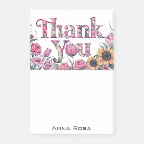 *~* AP85 Floral Thank You Gratitude  Manifesting Post-it Notes