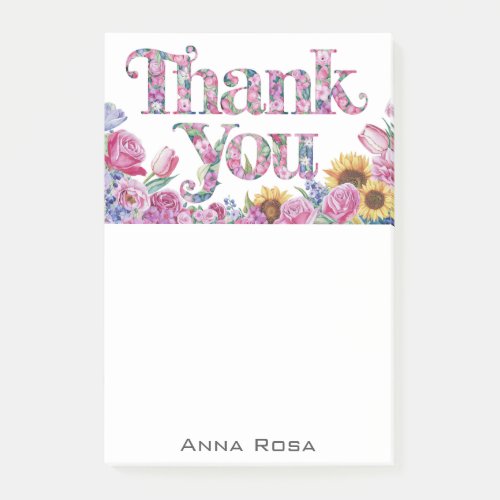  AP85 Flowers Thank You Gratitude  Manifesting Post_it Notes