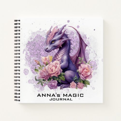  AP85 Law Attraction Cute Baby Dragon Floral Notebook