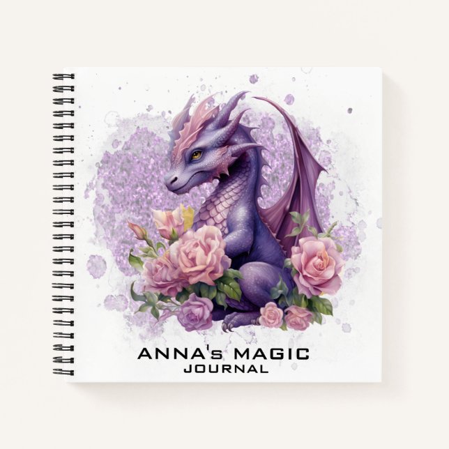 *~* AP85 Law Attraction Cute Baby Dragon Floral Notebook (Front)