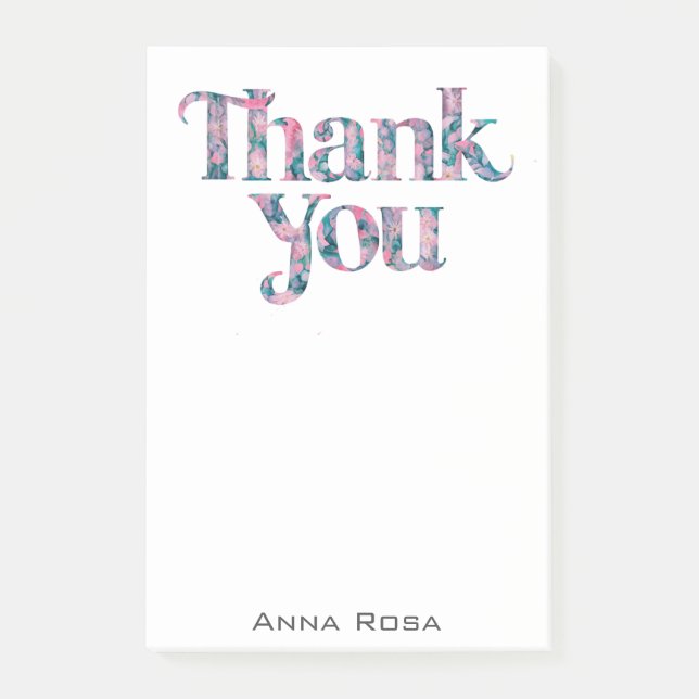 *~* AP85 Thank You Gratitude Manifestation  Floral Post-it Notes (Front)