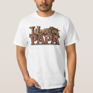 *~* AP86 I LOVE MY PAPA Father's Day Rustic T-Shirt
