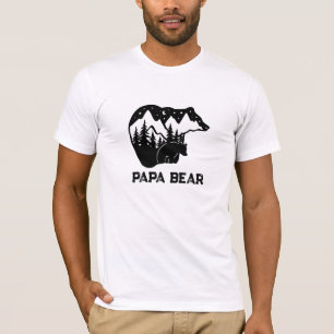 *~* AP86 PAPA BEAR Cub Moon Pines Father's Day T-Shirt