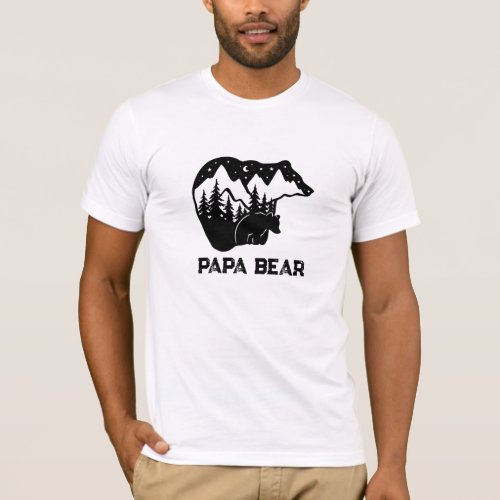  AP86 PAPA BEAR Cub Moon Pines Fathers Day T_Shirt