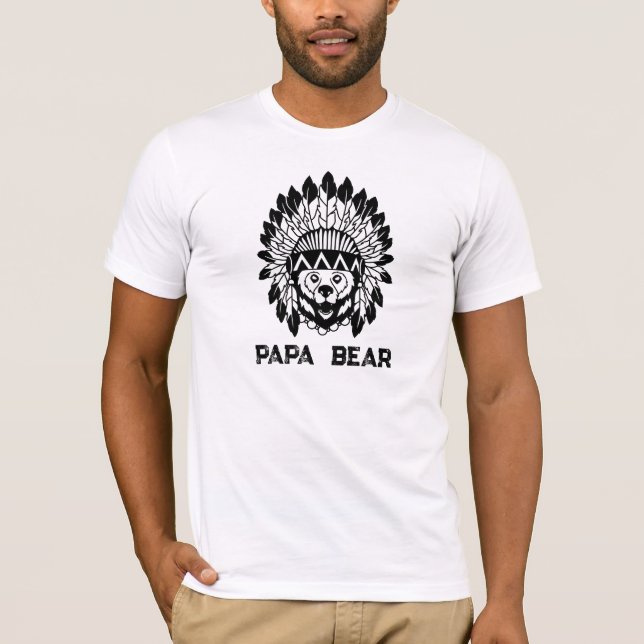 *~* AP86 PAPA BEAR Native American  Father's Day T-Shirt (Front)