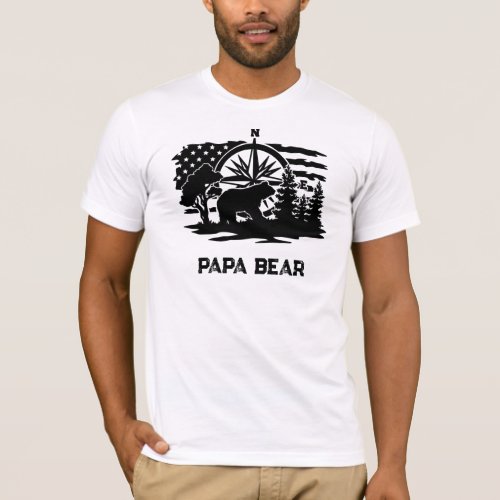  AP86 USA PAPA Bear Patriotic Fathers Day T_Shirt