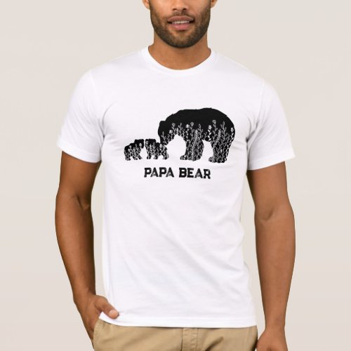  AP86 Wild Flowers Papa BEAR Fathers Day T_Shirt