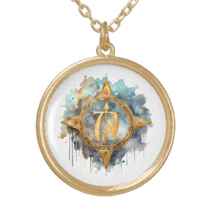 *~*AP87 Nordic Artsy RUNE VIKING Inspired Ancient Gold Plated Necklace