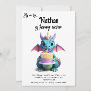 *~* AP88 Baby Dragon Photo Cake Birthday Party Invitation