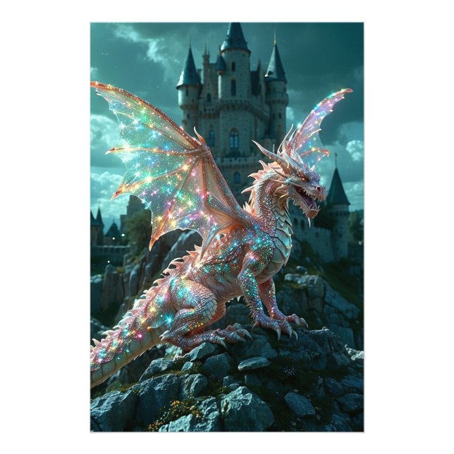 *~* AP88 Castle Fantasy  Dragon Wall Artwork 16 Photo Print (Front)