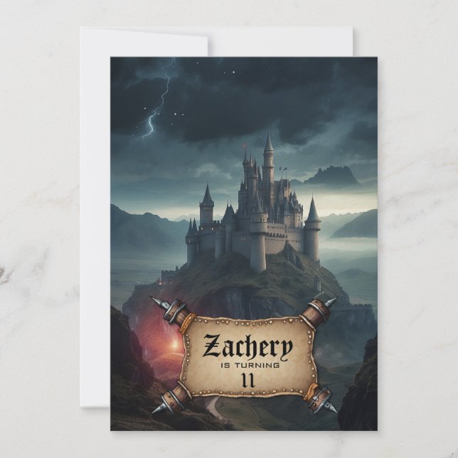 *~* AP88 Castles Medieval Fantasy Birthday Invitation (Front)