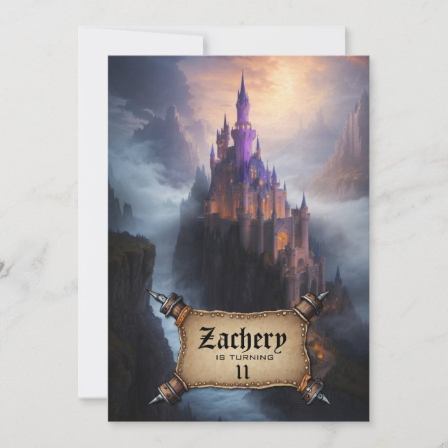*~* AP88 Castles Water Medieval Fantasy Birthday Invitation (Front)