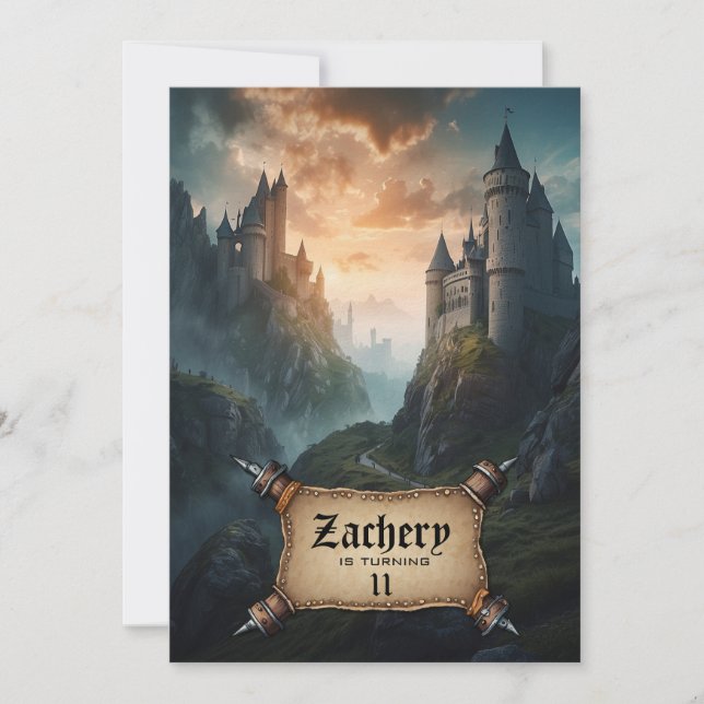 *~* AP88 Fantasy Castles Medieval Birthday Invitation (Front)