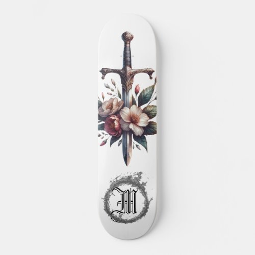  AP88 Fire Medieval Sword Floral Floral Skateboard