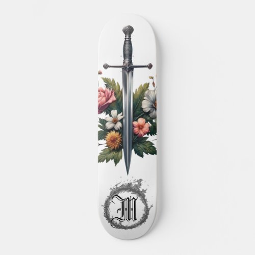  AP88 Medieval Sword Flower Floral Fire Skateboard