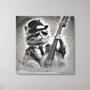 *~ AP91 Gray Percussionist Cool Cat DRUMMER Canvas Print