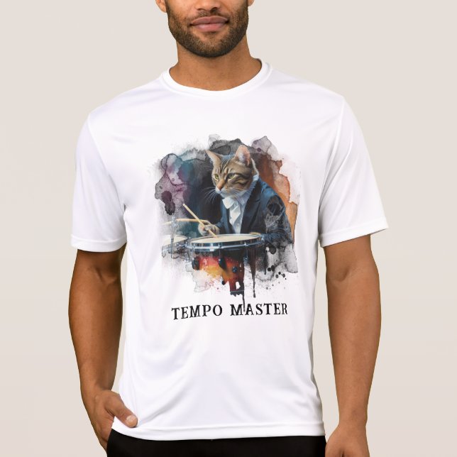 *~* AP91 Percussionist Cool Cat DRUMMER TUXEDO T-Shirt (Front)