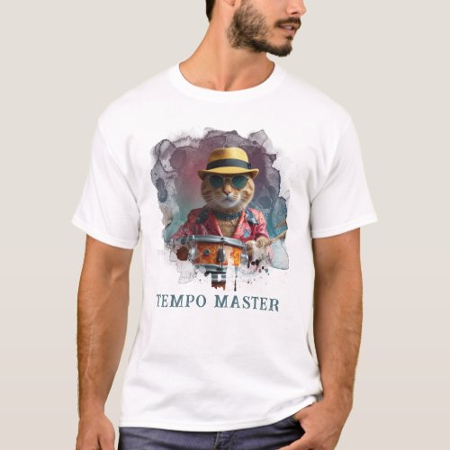  AP91 TERRA Percussionist Cool Cat DRUMMER T_Shirt