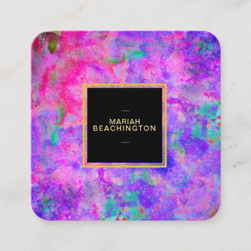 ** AP93 Abstract Gold Dust Neon Bold  Square Business Card