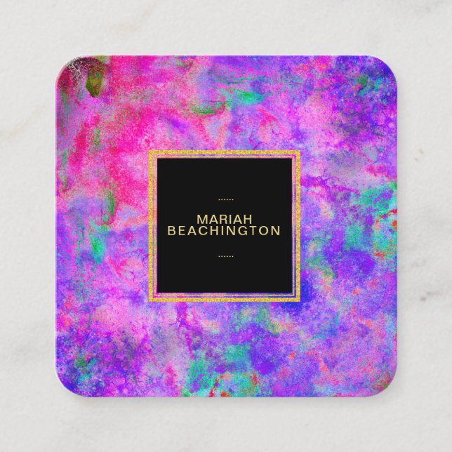 ** AP93 Abstract Gold Dust Neon Bold  Square Business Card