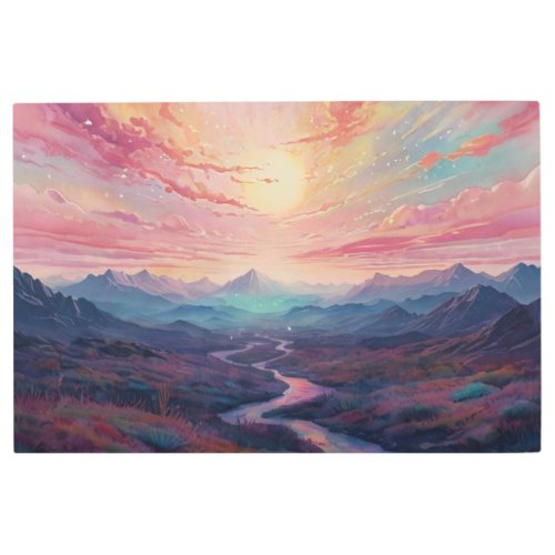 *~* AP93 Dreamscape Sunset Mountains Landscape Metal Print