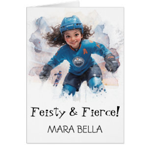 *~* AP94 1.7 Cute Hockey Girl Personalize Birthday Cards