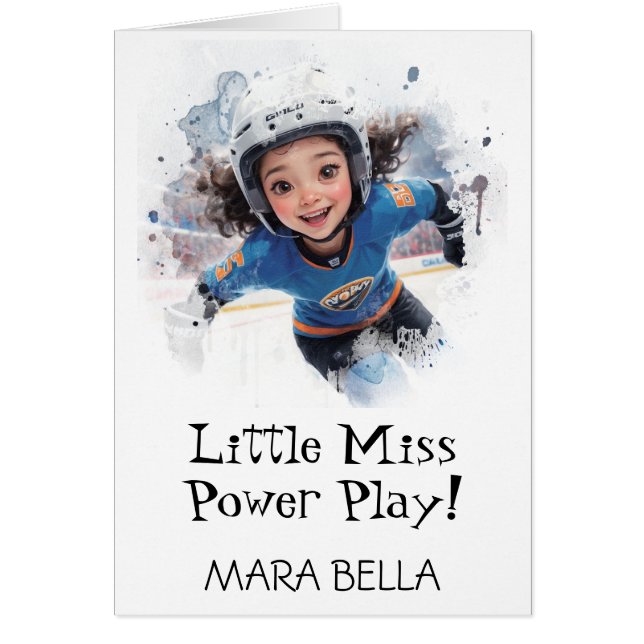 *~* AP94 9 Cute Hockey Girl Personalize Birthday (Front)