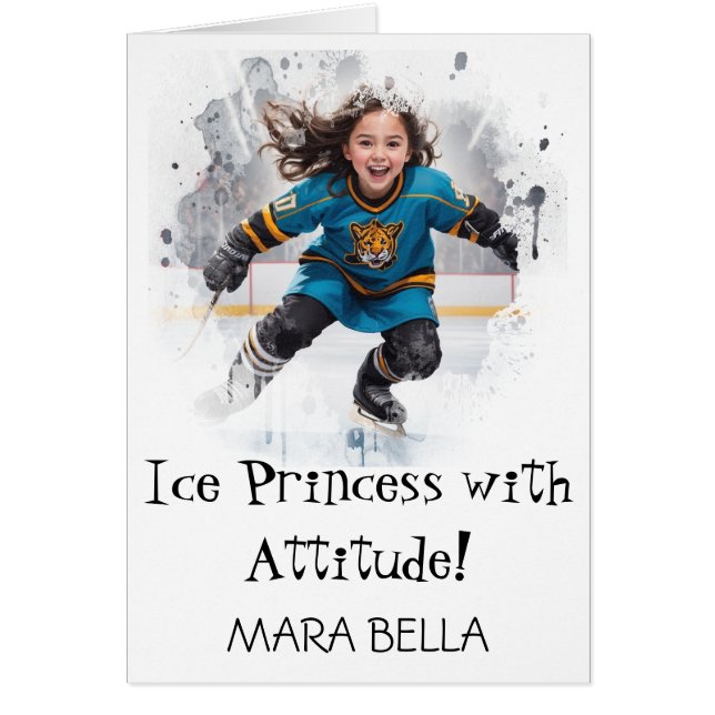 *~* AP94 Cute 13 Hockey Girl  Personalize Birthday (Front)
