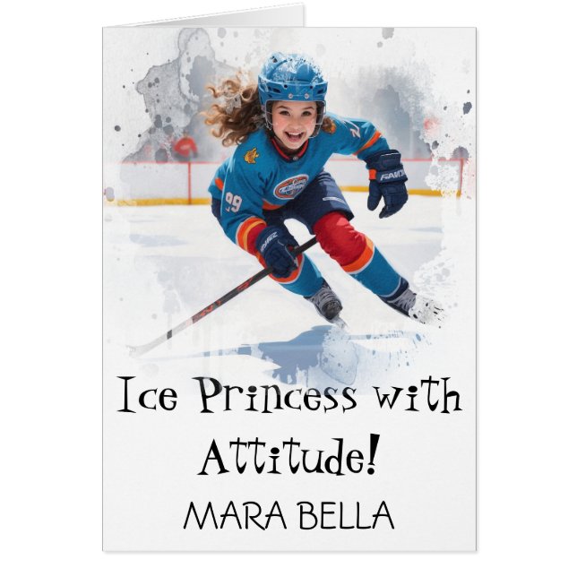 *~* AP94 Cute 15 Hockey Girl  Personalize Birthday (Front)