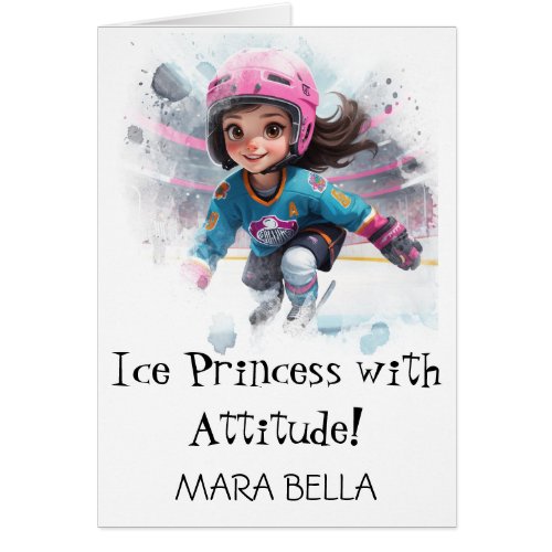 *~* AP94 Cute 4 Hockey Girl  Personalize Birthday