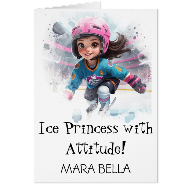 *~* AP94 Cute 4 Hockey Girl  Personalize Birthday (Front)