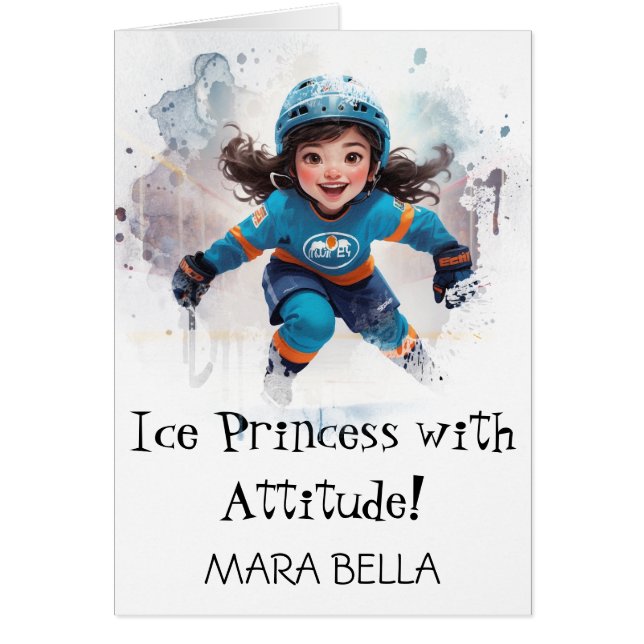 *~* AP94 Cute 5 Hockey Girl  Personalize Birthday (Front)