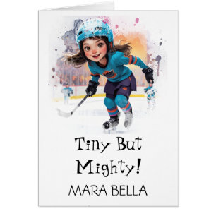 *~* AP94 Cute Hockey Girl 12 Personalize Birthday Cards