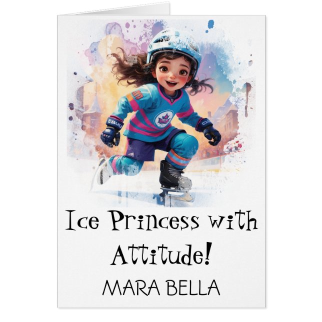 *~* AP94 Cute Hockey Girl 17 Personalize Birthday (Front)