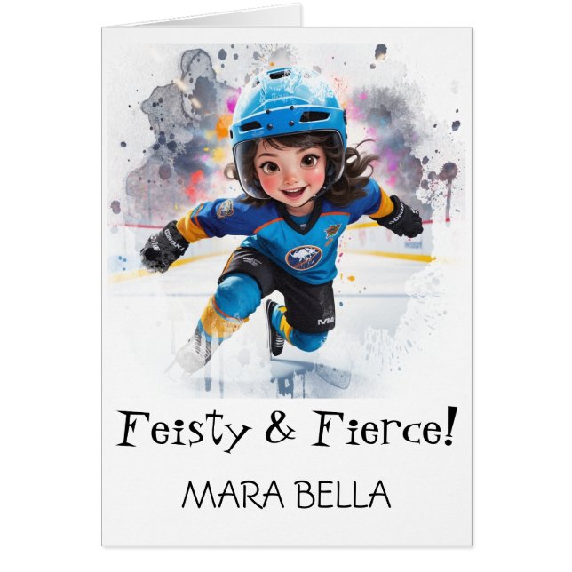 *~* AP94 Cute Hockey Girl 18 Personalize Birthday (Front)