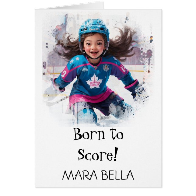 *~* AP94 Cute Hockey Girl 21 Personalize Birthday (Front)