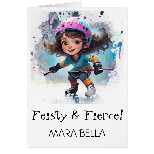 *~* AP94  Cute Hockey Girl 22 Personalize Birthday (Front)