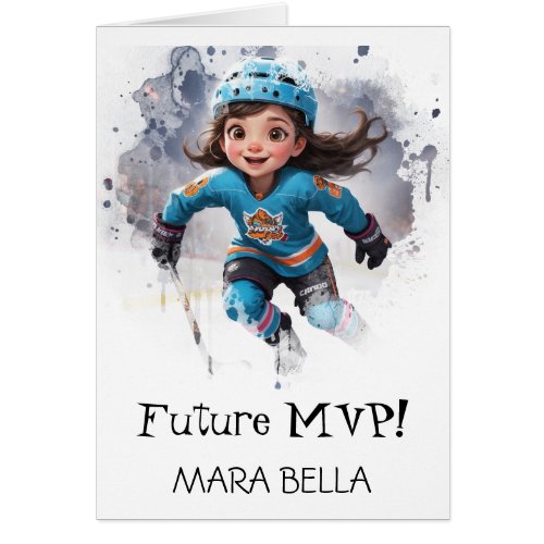 *~* AP94 Cute Hockey Girl Personalize Birthday