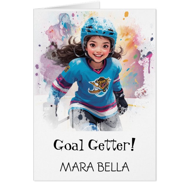 *~* AP94 Cute Hockey Girls 14 Personalize Birthday (Front)