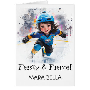 *~* AP94 Cute Hocky Girl 1 Personalize Birthday Cards