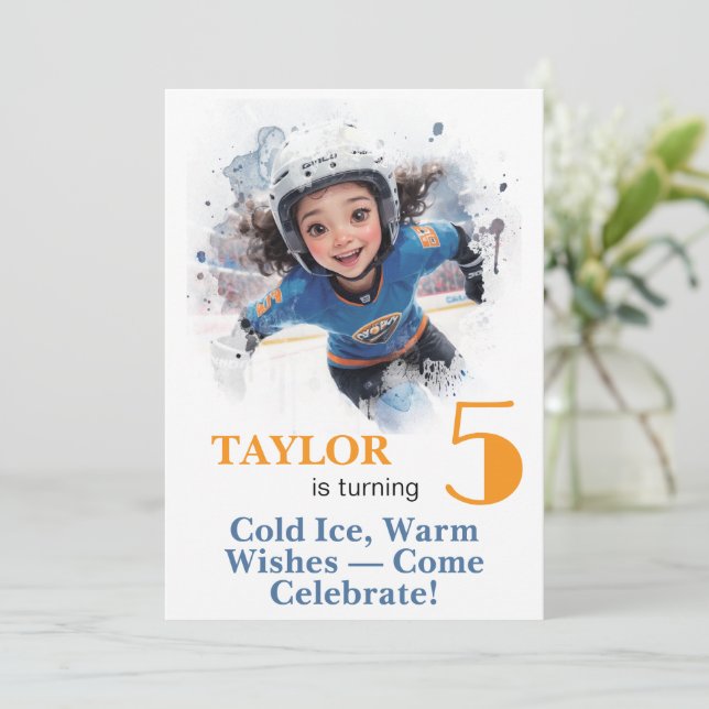*~* AP94 DIY Cute Hockey Girl Birthday Invitation (Standing Front)