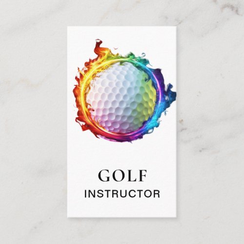 *~*  AP94 Flames  Rainbow Colorful QR Golf Ball  Business Card